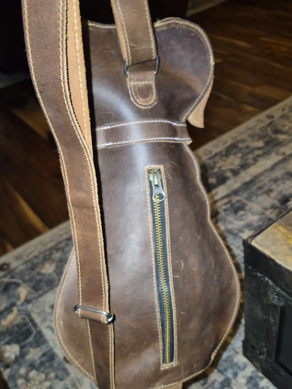 StockyardX Brown FullGrain Leather Doggy Crossbody Is functional & Unique. - Picture 10 of 16